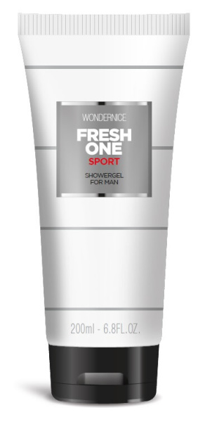 200ml Duschgel für Herren Wondernice Fresh One SPORT in Tube, angenehm frisch Parfümiert für die tägliche Pflege geeignet.